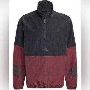 adidas Pullover Half-Zip Black Burgundy Windbreaker Men’s Size XLT NWT
